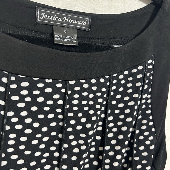 Jessica Howard Womens‎ Black Polka Dots A Line Dress Sleeveless Back Zip Size 6 - Picture 5 of 7